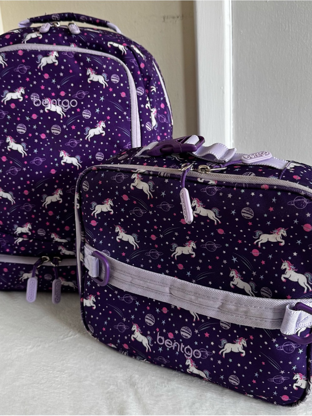 Bentgo Kids Unicorn Backpack and Lunch Bag Set - Purple